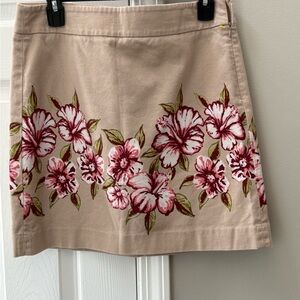LOFT Beige Floral Mini Skirt